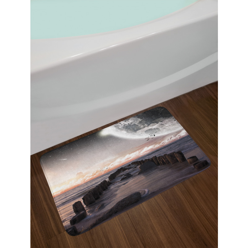 Old Pier Sea and Beach Bath Mat