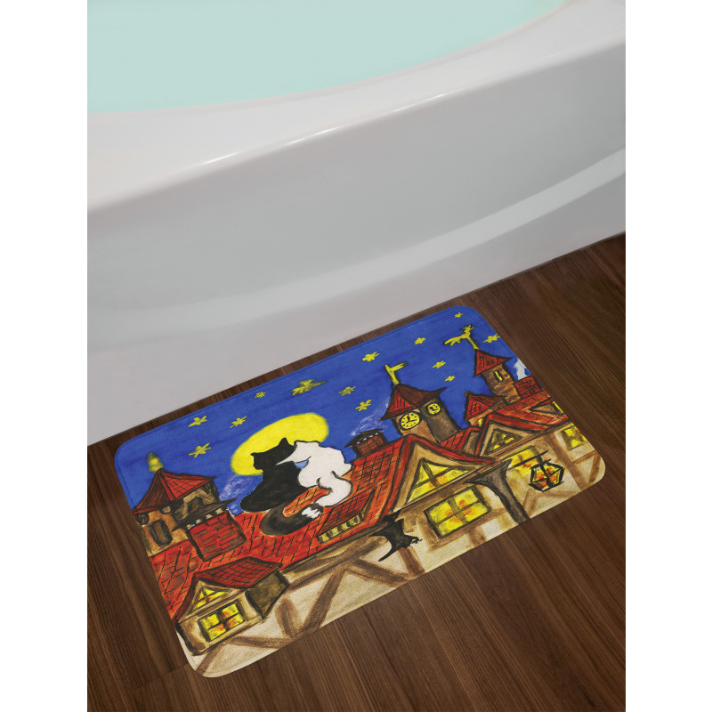 2 Lover Cats with Sky Bath Mat