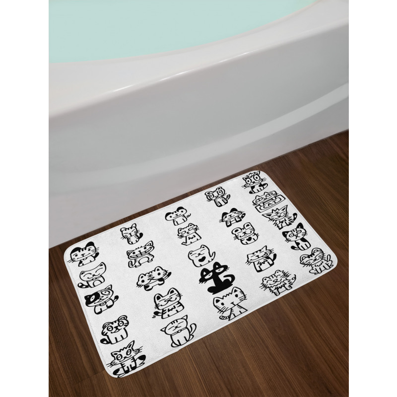 Cats with Happy Faces Bath Mat