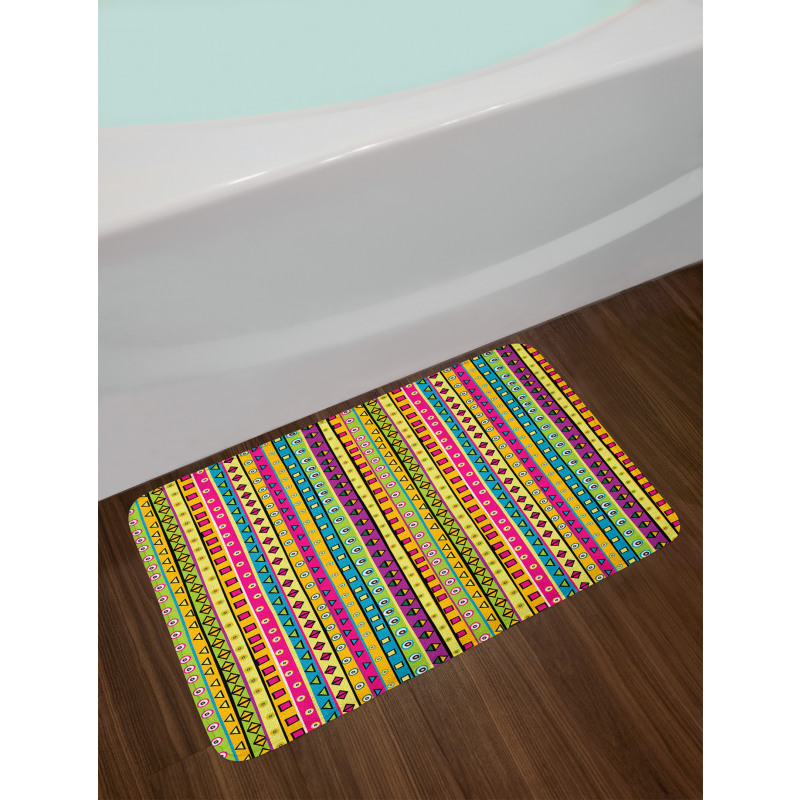 Colored Abstract Stripes Bath Mat
