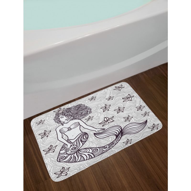 Mermaid with Wave Bath Mat