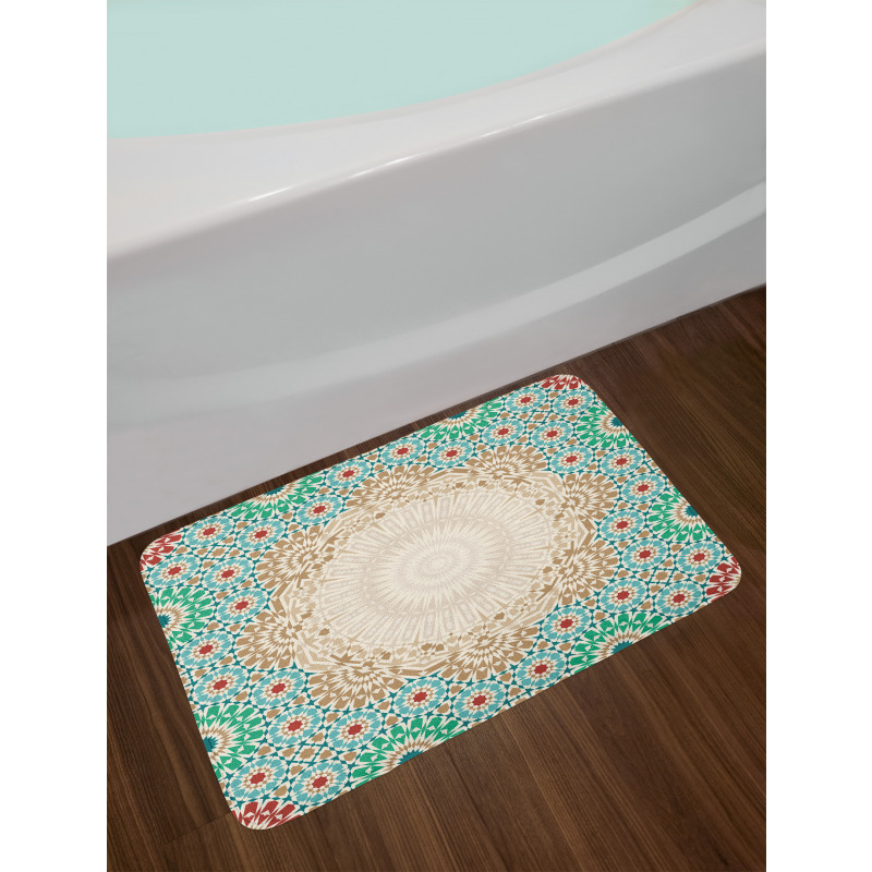 Antique Floral Mosaic Form Bath Mat