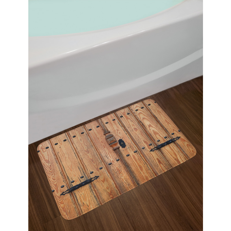 Door with Iron Detail Bath Mat