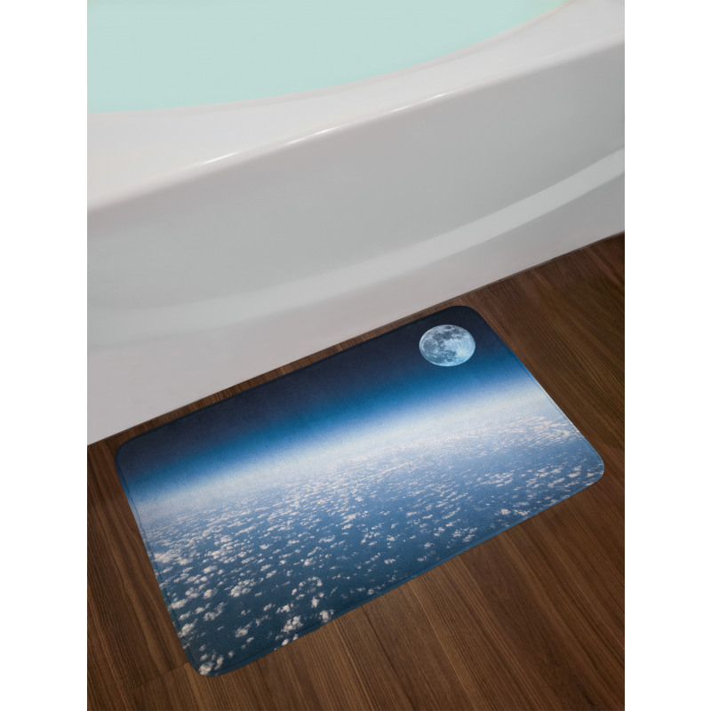 Planet Earth and Moon Bath Mat