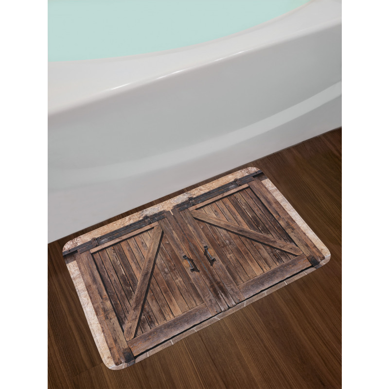 Wooden Barn Door Image Bath Mat