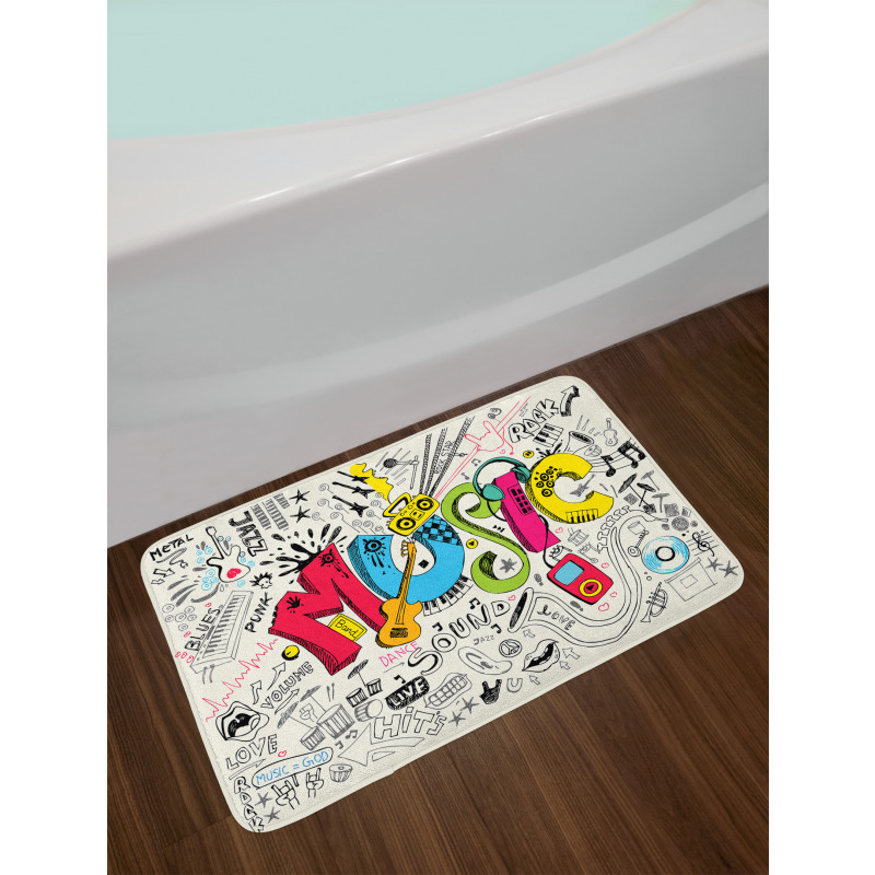 Pop Art Doodle Style Art Bath Mat