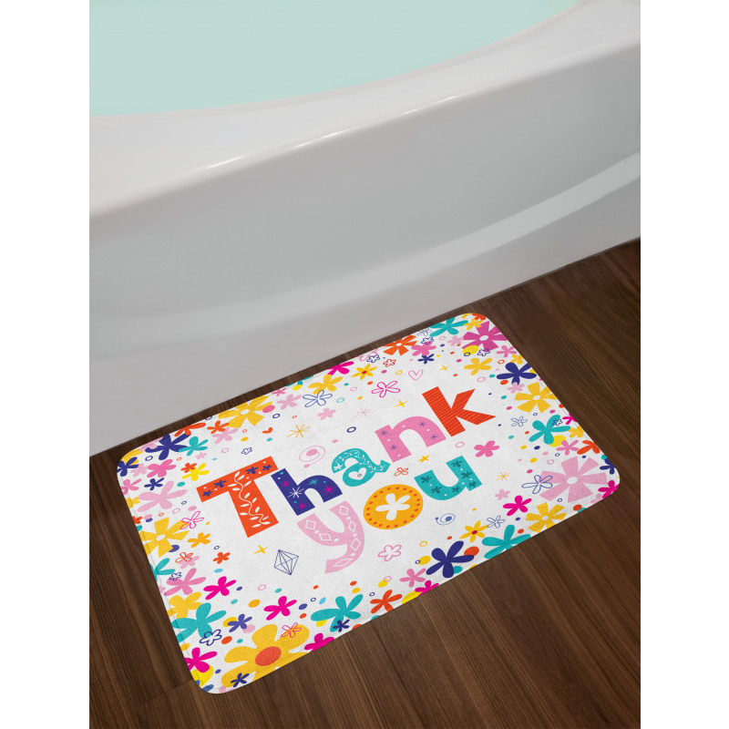 Words with Blossoms Bath Mat