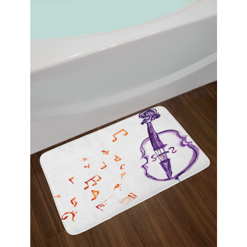 Musical Note Black Theme Bath Mat