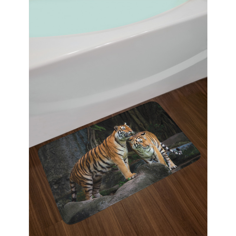 Tiger Couple in Jungle Bath Mat