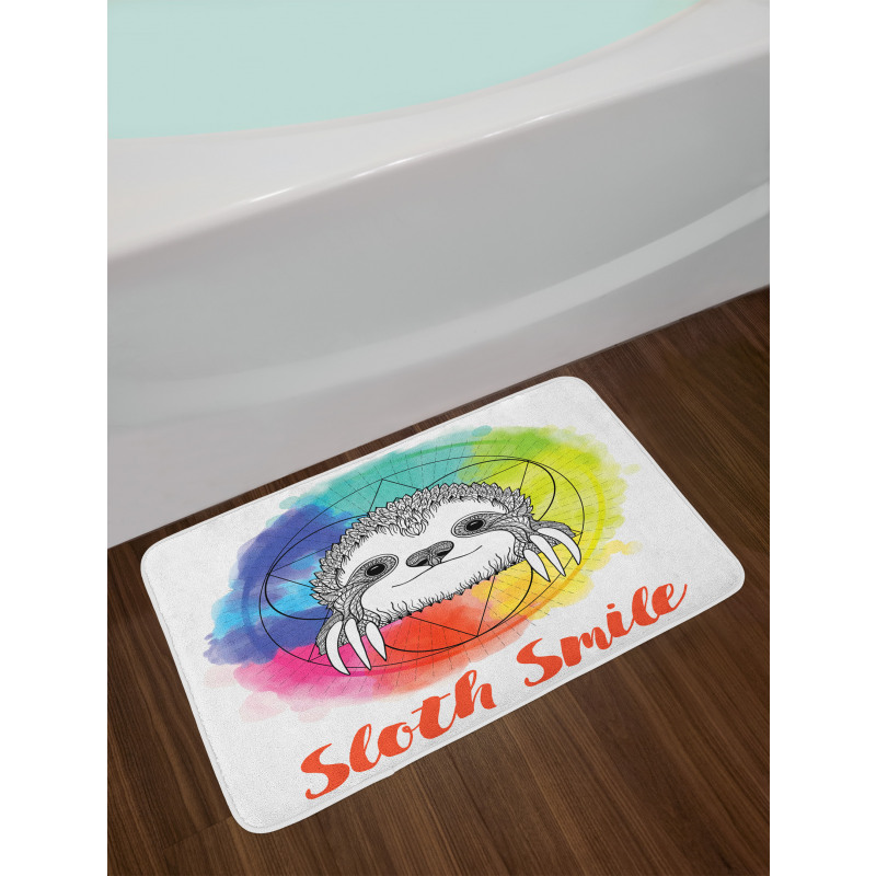 Rainbow Sloth Sketch Bath Mat