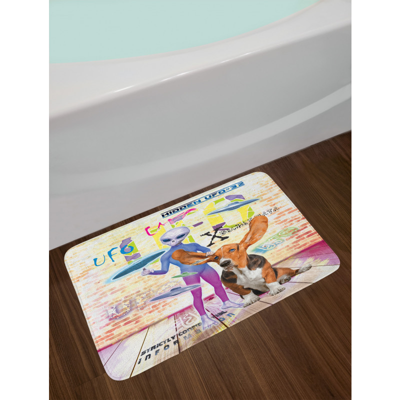 Alien and Dog Bath Mat