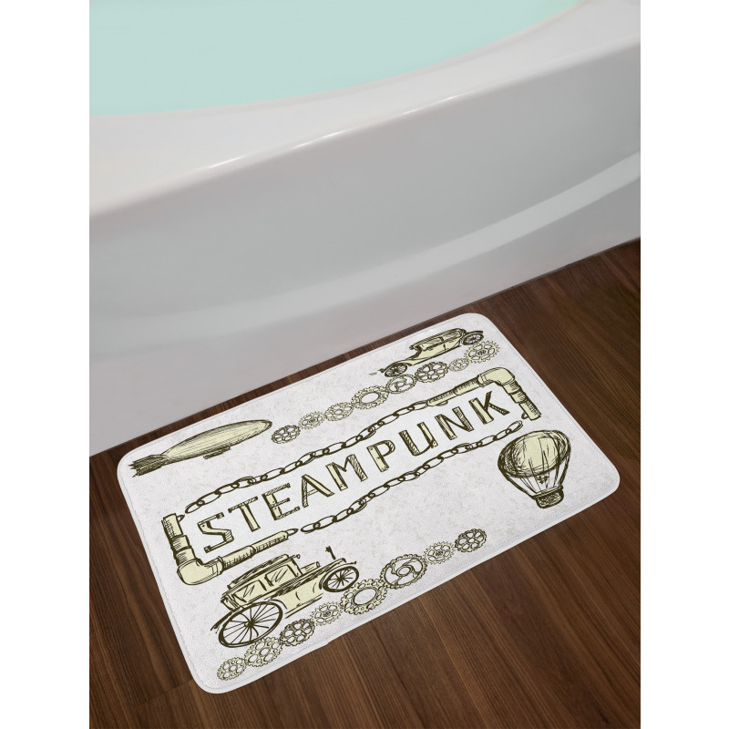 Sketch Old Car Balloon Bath Mat