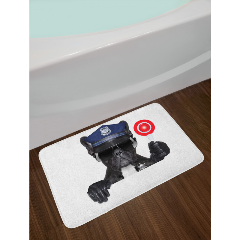 Pug Dog Police Costume Bath Mat