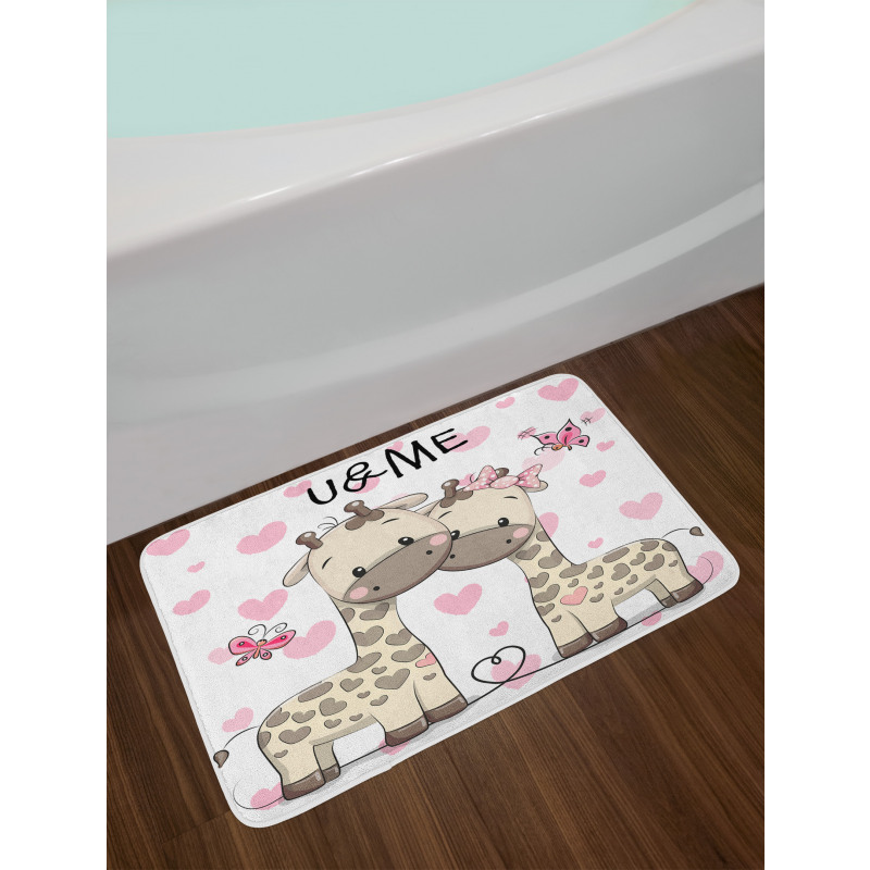 Baby Giraffes and Hearts Bath Mat