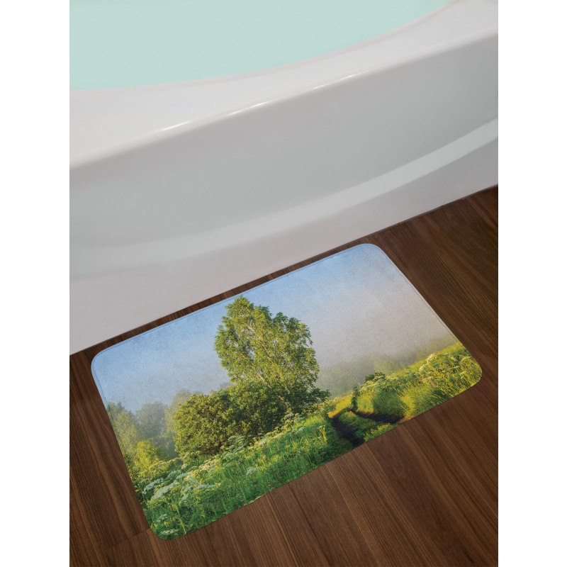 Path with Trees Flowers Bath Mat