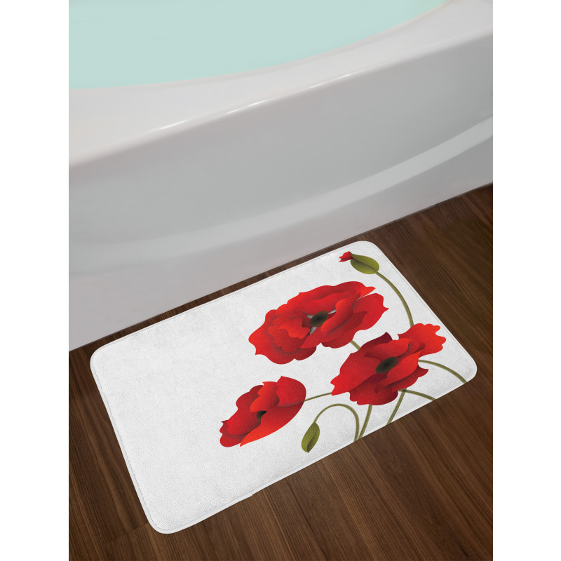 Poppy Flowers Pastoral Art Bath Mat