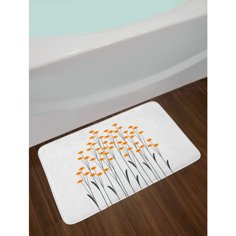 Yellow Daisies Leaves Bath Mat