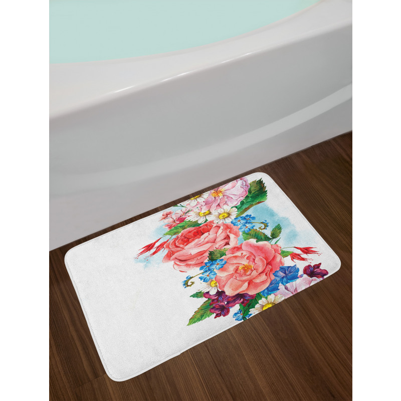 Roses Daisies Garden Bath Mat