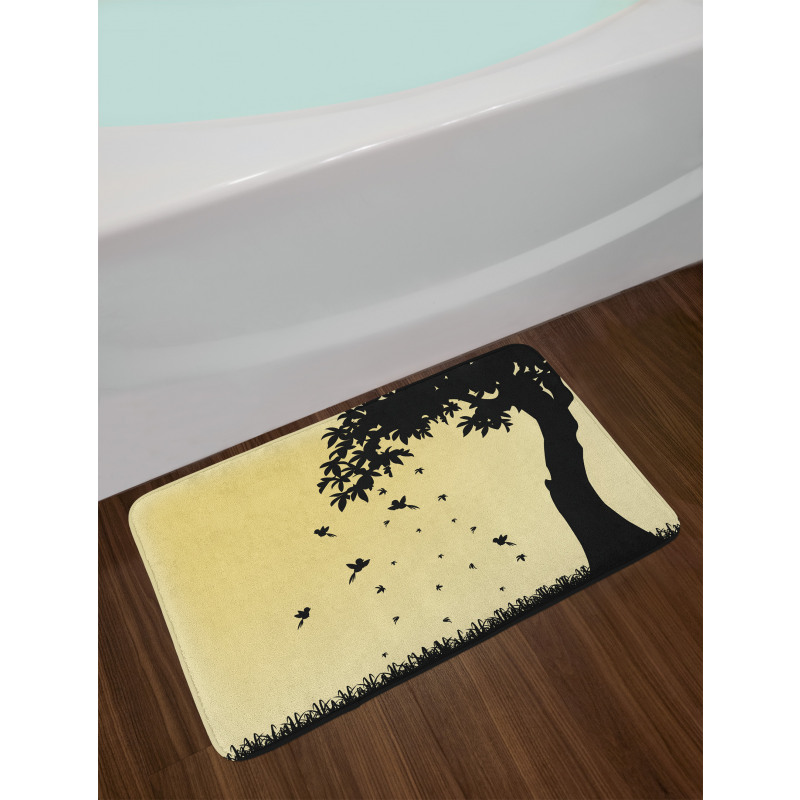 Tree with Falling Leaves Bath Mat