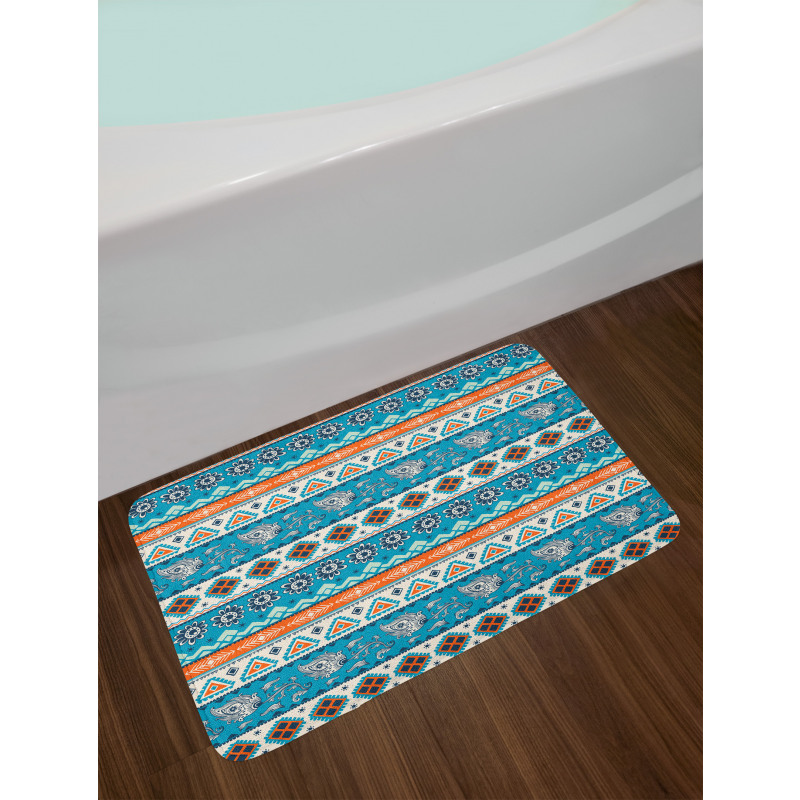 Floral Aztec Art Pattern Bath Mat