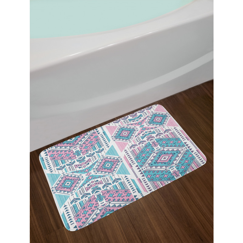 Pink Teal Aztec Bath Mat