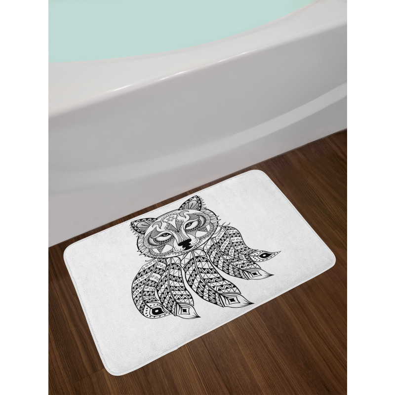 Native America Wolf Head Bath Mat