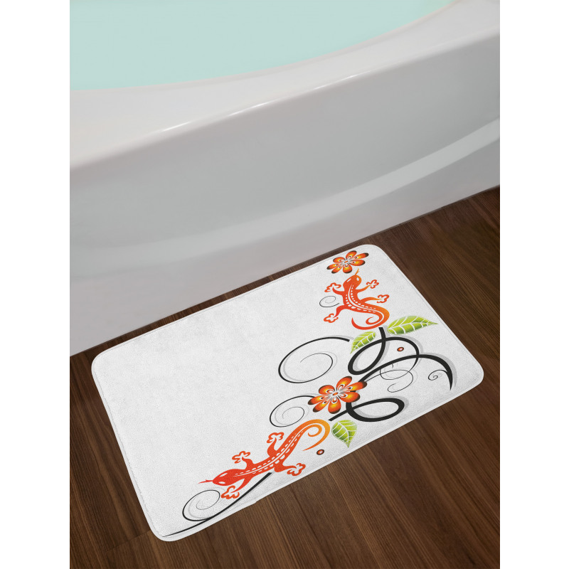 Baby Lizard and Flower Bath Mat