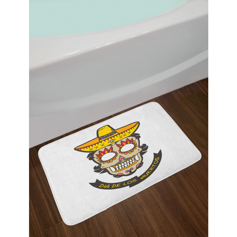 Skull with Sombrero Bath Mat