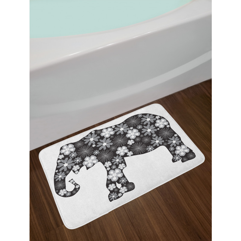 Floral Elephant Pattern Bath Mat
