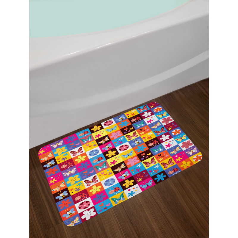 Beetles Flowers Bees Bath Mat