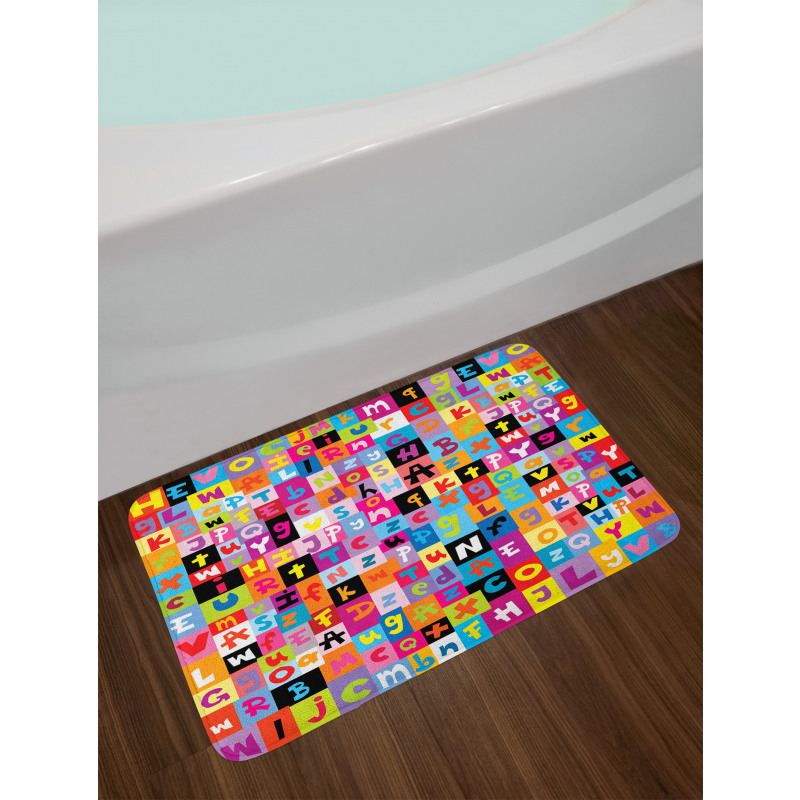 Colored Alphabet Puzzle Bath Mat
