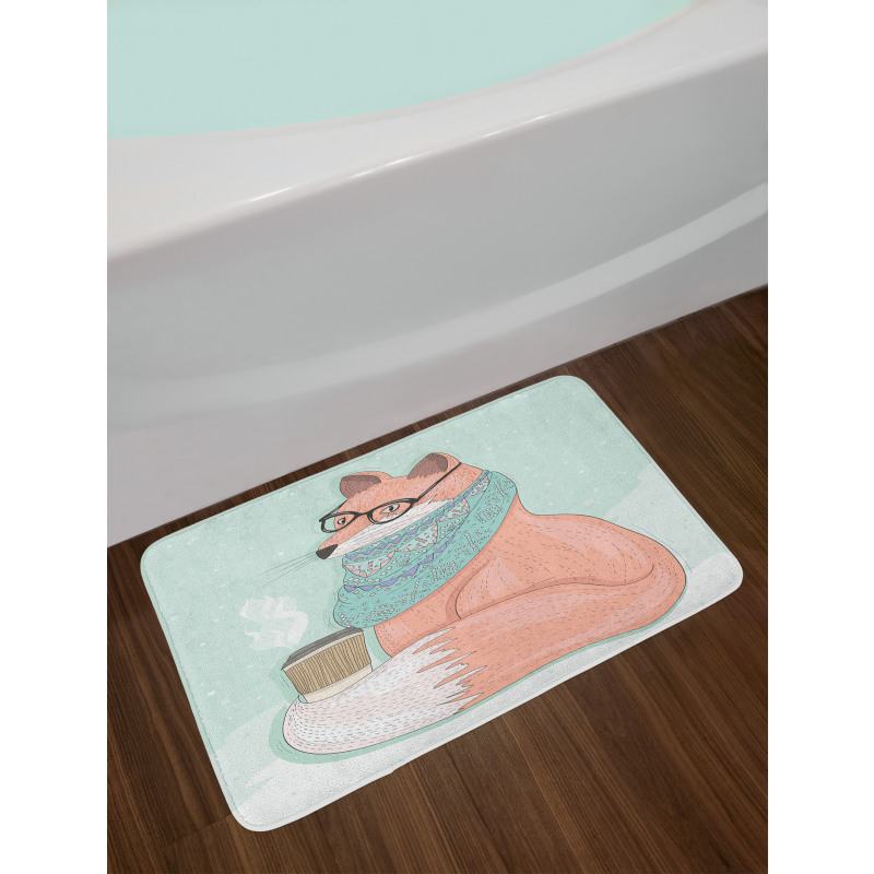 Hipster Fox Glasses Bath Mat