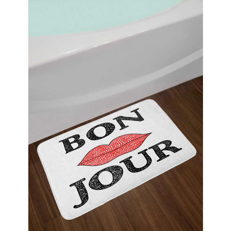 Vintage Bon Jour Words Bath Mat