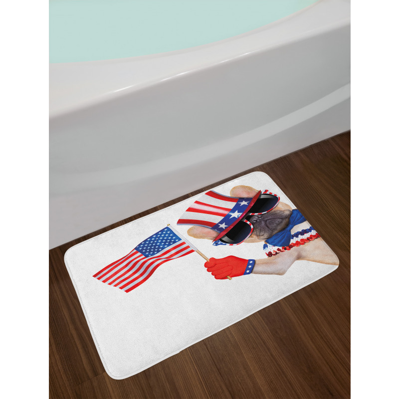 Patriotic Pug Dog Bath Mat