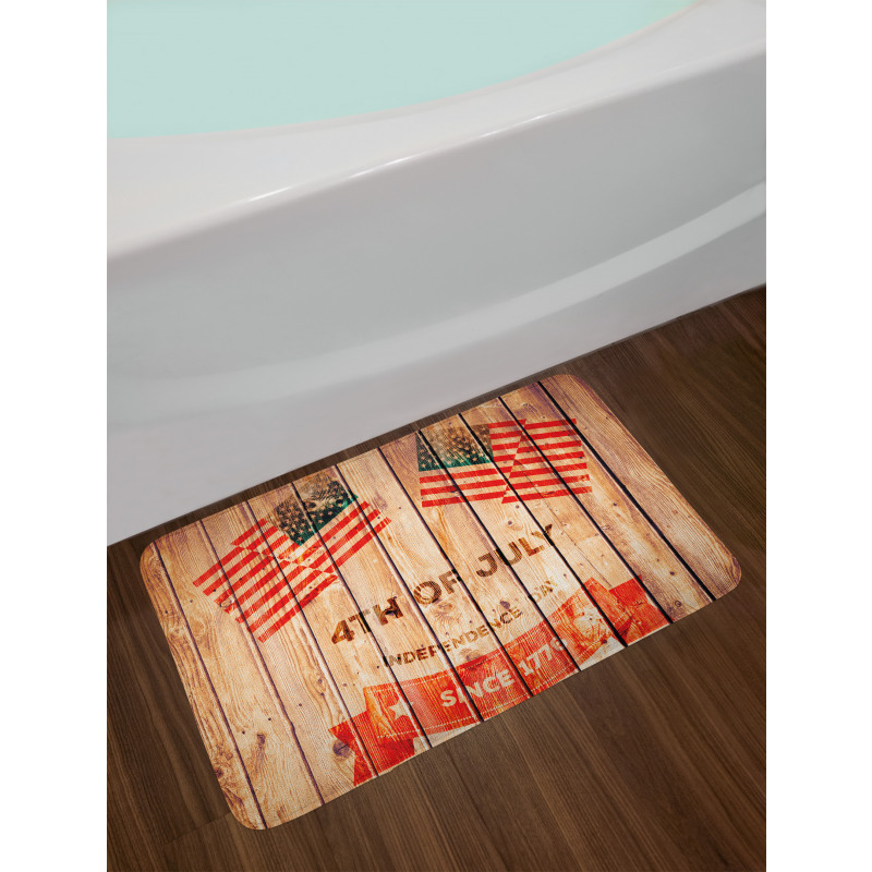 Wooden Planks Flag Bath Mat