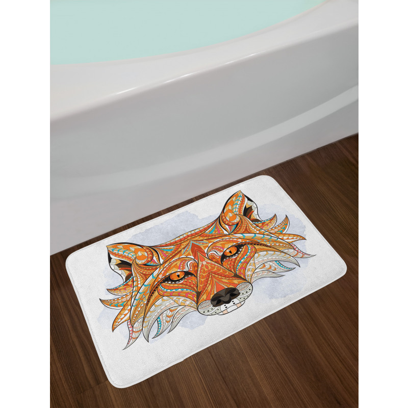 Geometric Fox Portrait Bath Mat