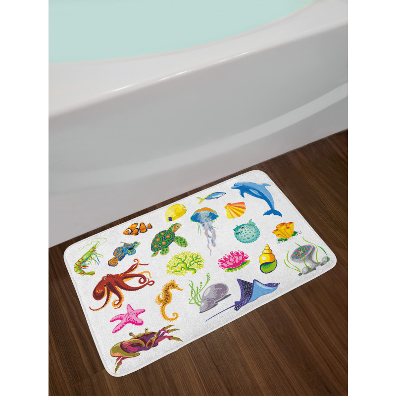 Sea Animals Octopus Fish Bath Mat