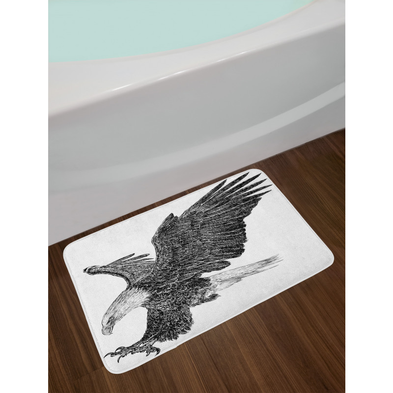 Bald Eagle Swoop Sketchy Bath Mat