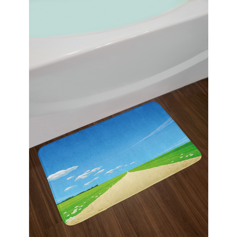 Sunny Sky Clouds Daisy Bath Mat