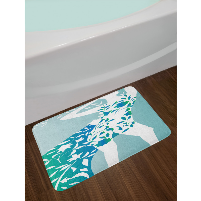 Girl Flower Petal Leaves Bath Mat