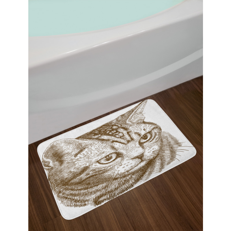 Portrait of a Kitty Hipster Bath Mat