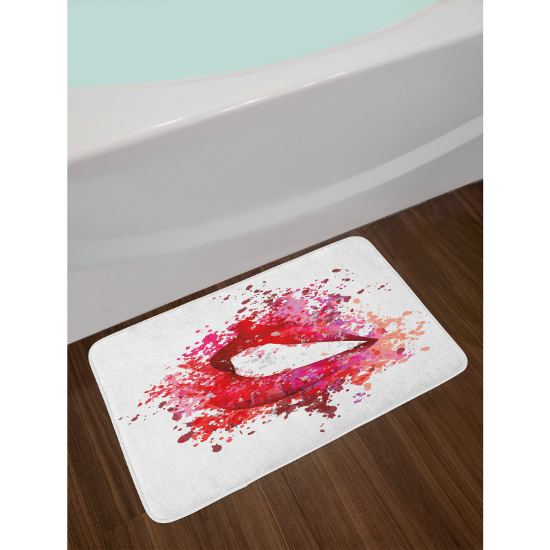 Smiling Woman Lips Effects Bath Mat