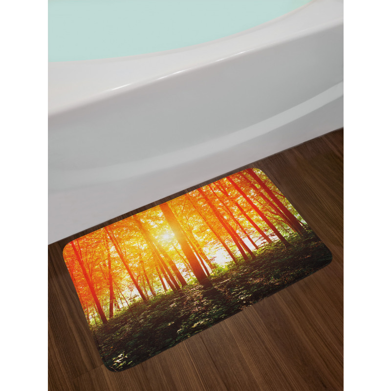 Foggy Forest Scenery Bath Mat