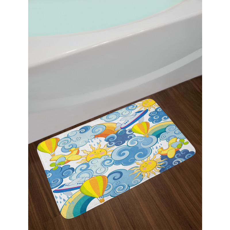 Sun Airplanes and Balloons Bath Mat