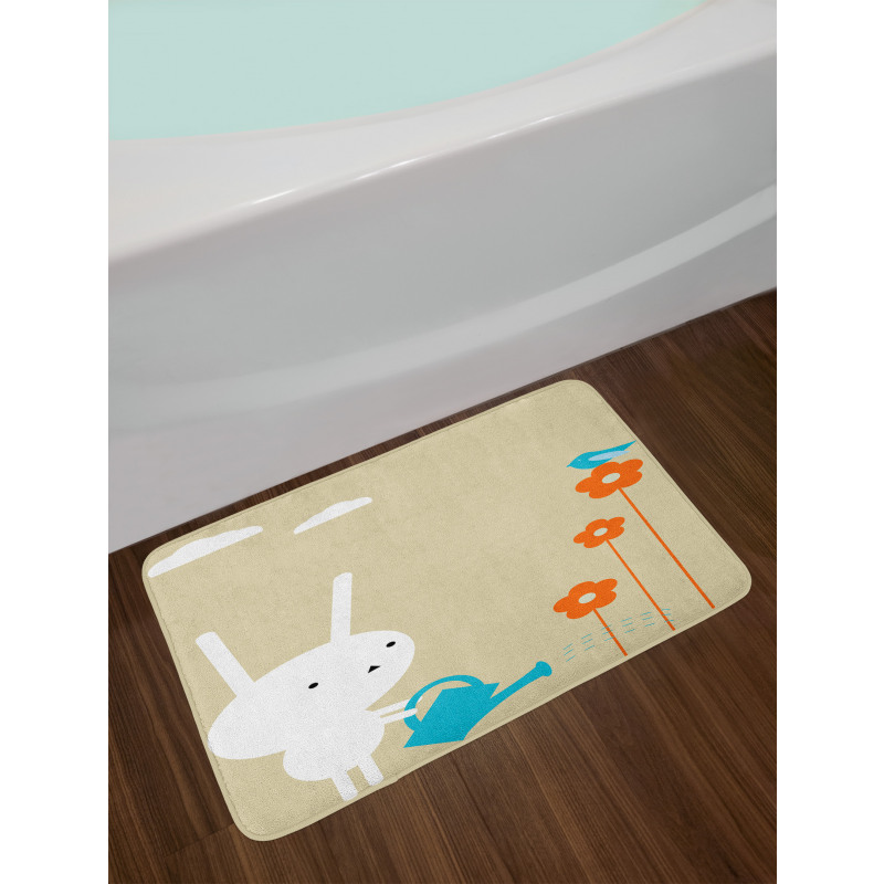 Bunny with Flowers Bath Mat