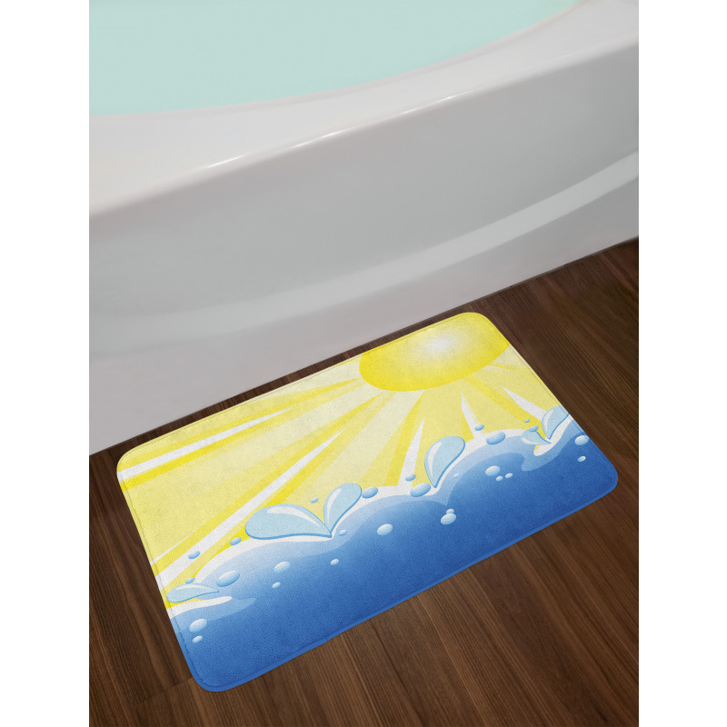 Vector Sun Wavy Sea Bath Mat