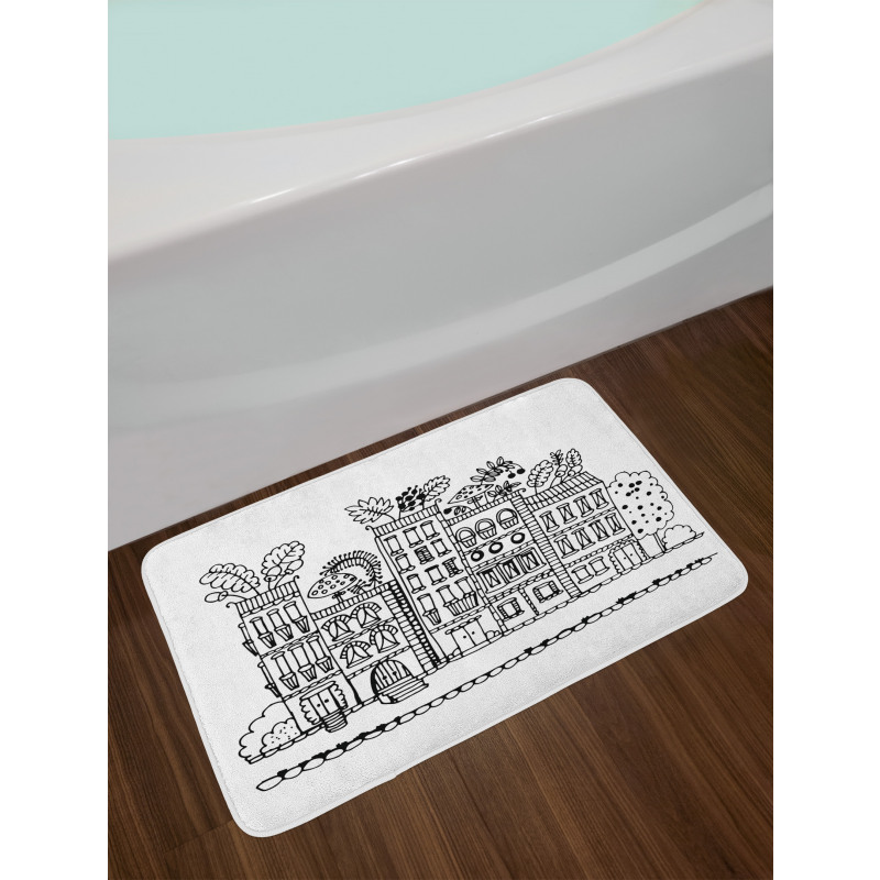 Sketchy Cartoon House Bath Mat