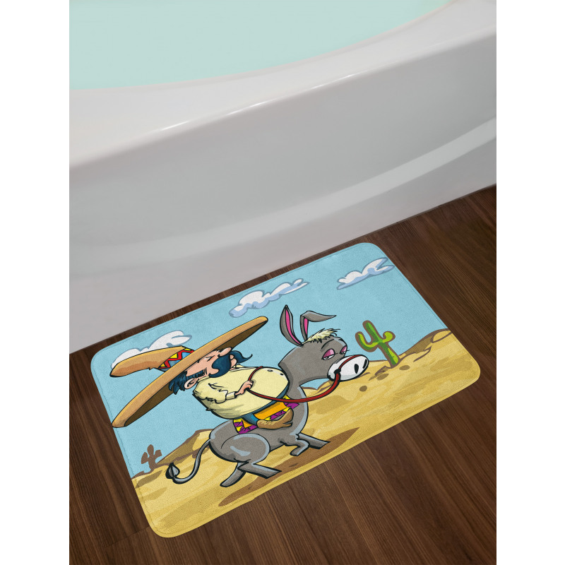 Mexican Man on a Donkey Bath Mat