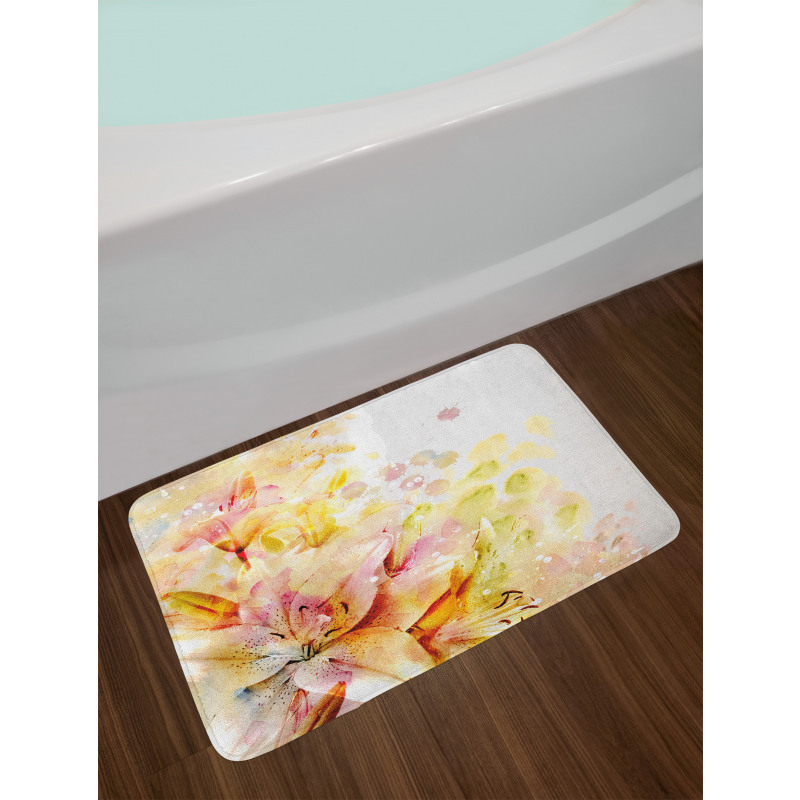 Lilies Flowers Buds Bath Mat