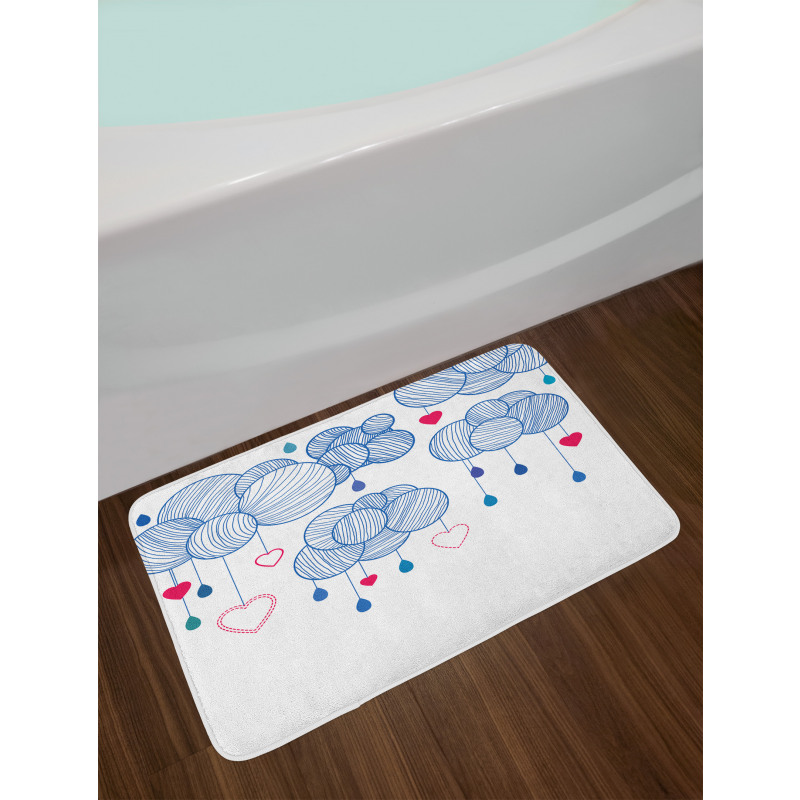 Hand Drawn Clouds Bath Mat